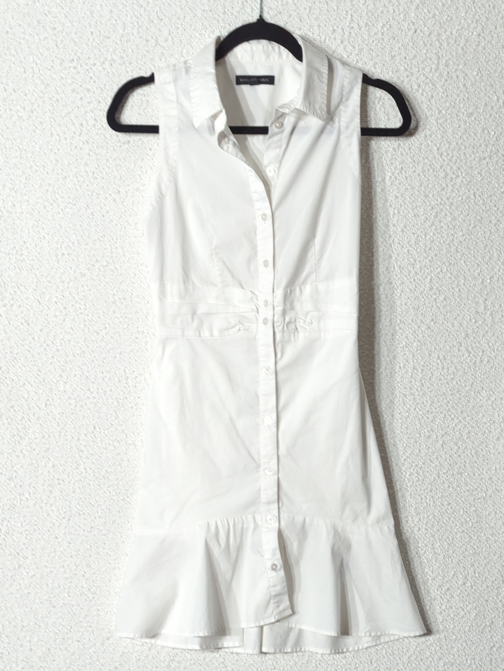 Banana Republic White Sleeveless Button-Front Mini Dress